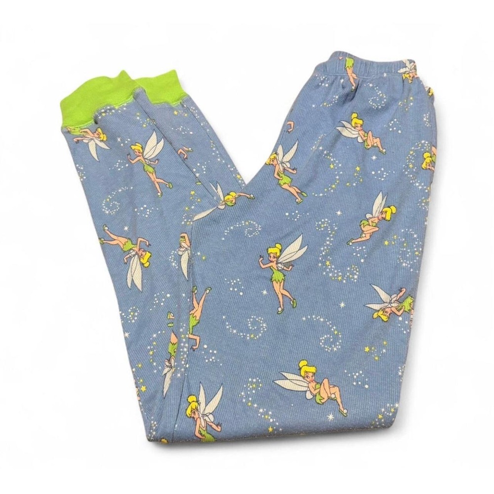 Disney Tinker Bell Women's Pajama Pants Blue Green Fairy Lounge Small Y2K